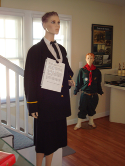 model with uniform from women's auxillary and model with boy scout uniform representative of Camp Roosevelt attendee